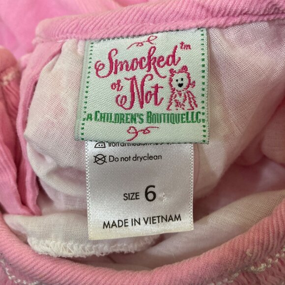 Smocked or Not Girls Dress 6 Pink Soft Corduroy Reindeer Long Rickrack - Picture 3 of 9